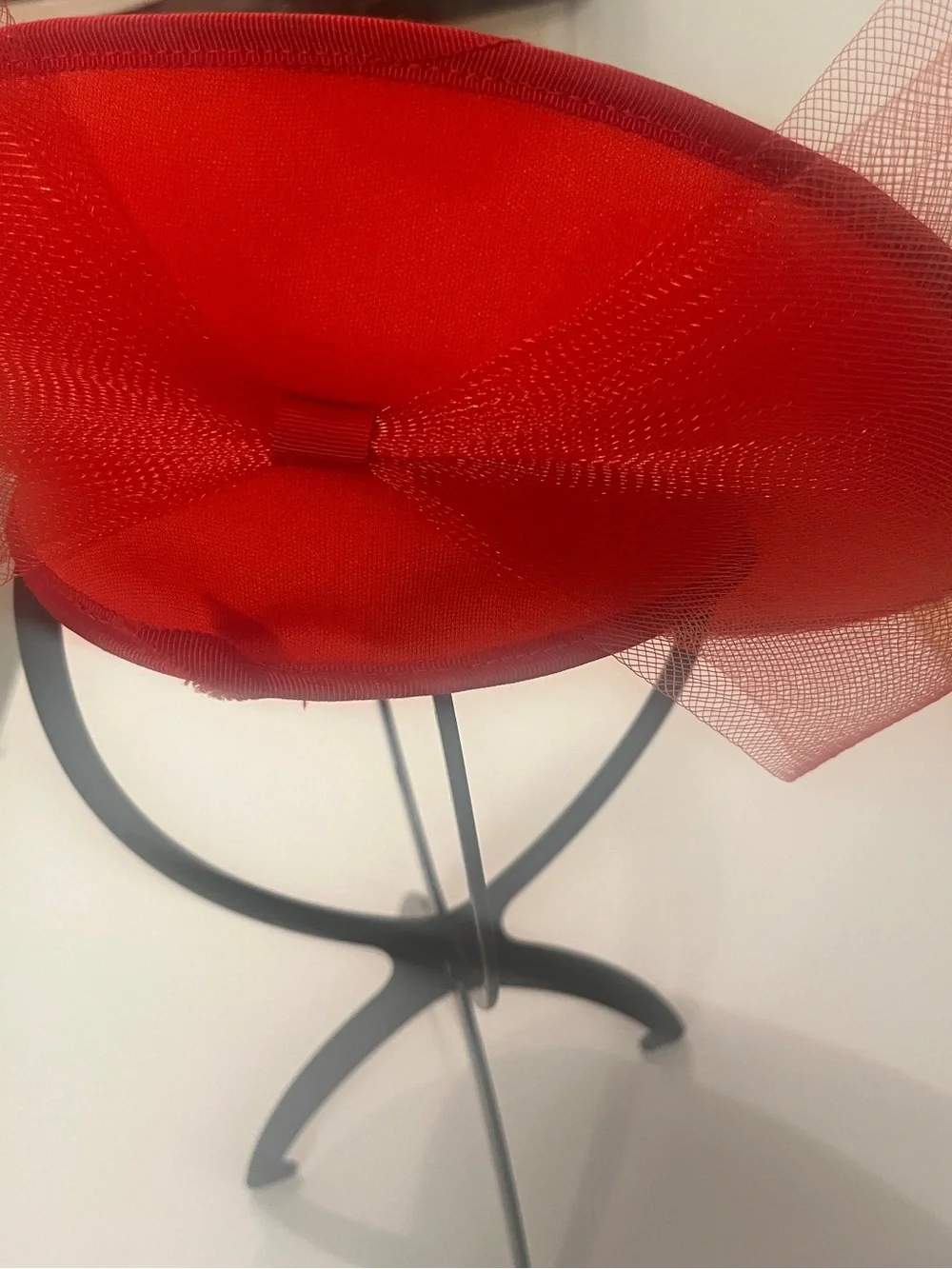 Elegant Red Wide Brim Church Hat Kentucky Derby Wedding Tea Party Floral OS